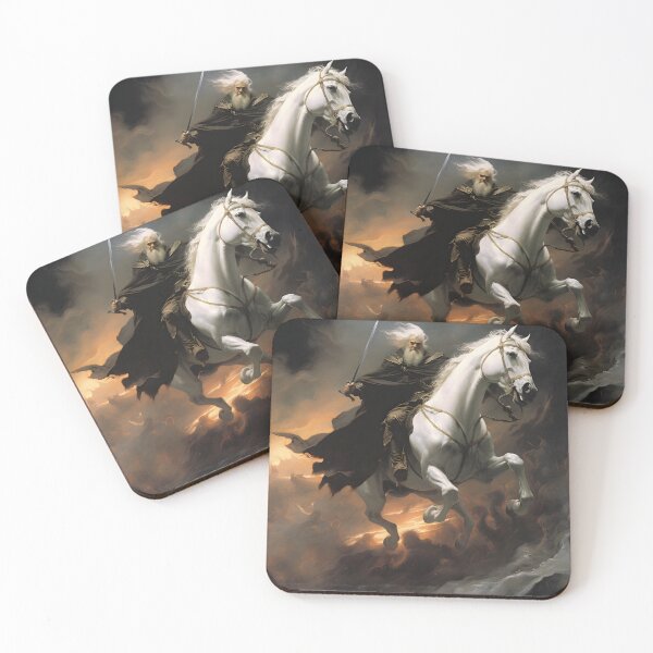 Item preview, Epic Battle Painting: Elderly Warrior on White Horse - Vintage Inspired War Art - Heroic Charge Wall Decor designed and sold by nightfallcanvas.