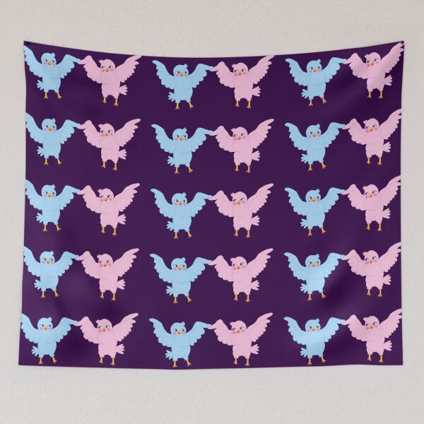 Item preview, Cute Cartoon Dancing Blue and Pink Birds designed and sold by Deborah Camp.