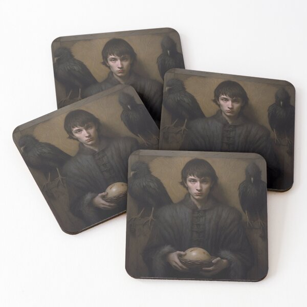 Item preview, Mystic Boy with Ravens and Dragon Egg - Stark Inspired Fantasy Art designed and sold by nightfallcanvas.