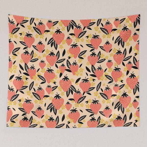 Item preview, Strawberry Blooms – Yellow & Black designed and sold by Cat Coquillette.