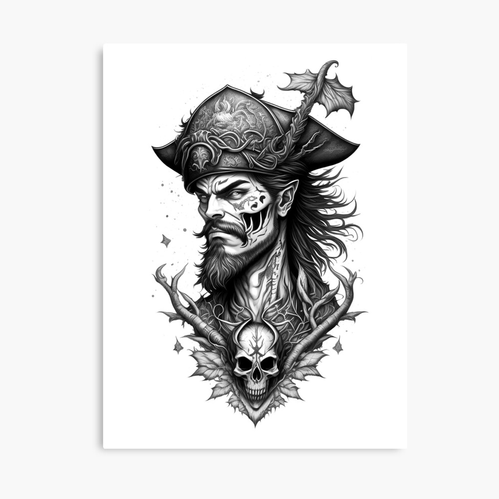 Skull Of Pirate Tattoo Design Stock Illustration - Download Image Now -  Art, Art And Craft, Bandage - iStock
