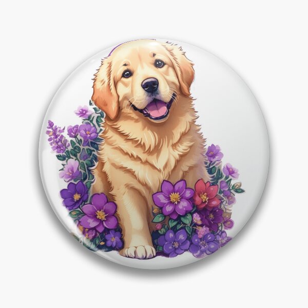 Item preview, Adorable Golden Retriever with Watercolor Flowers designed and sold by jmccur.