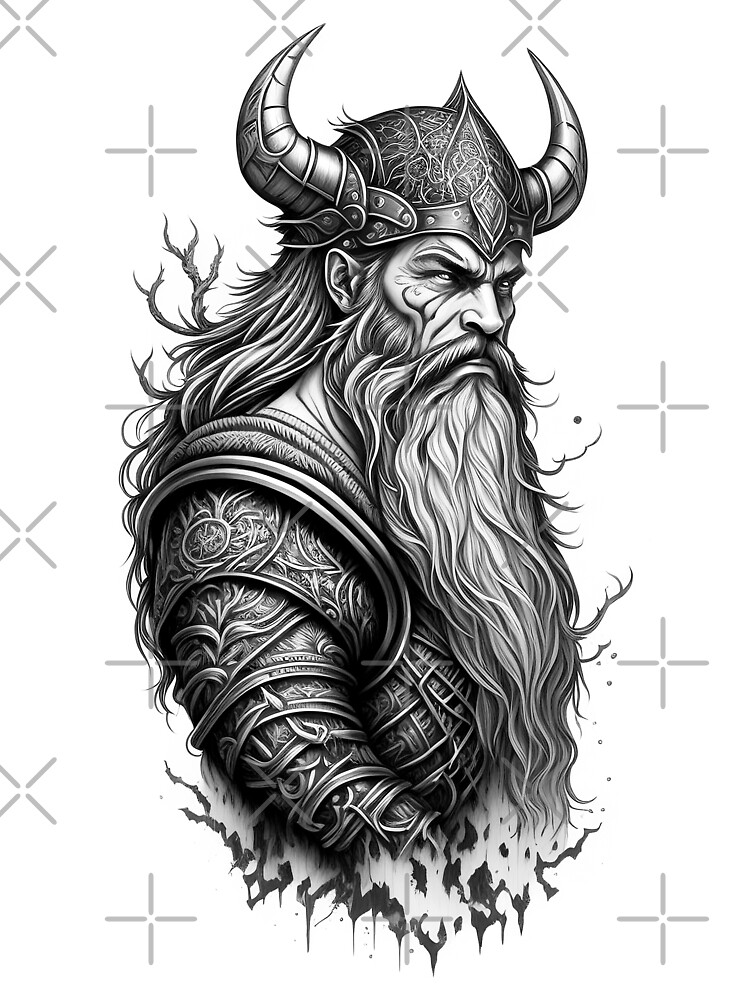 Odin Viking Tattoo Line Art · Creative Fabrica