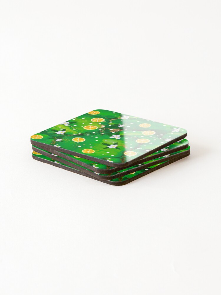 Thumbnail 4 of 5, Coasters (Set of 4), Lemon Tree Pattern designed and sold by vitbich.