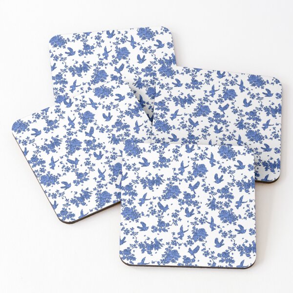 Item preview, blue and white birds with floral designed and sold by letsgow8th.