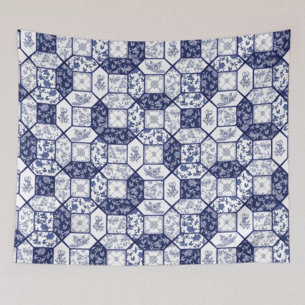 Item preview, blue and white Italian majolica tiles designed and sold by letsgow8th.