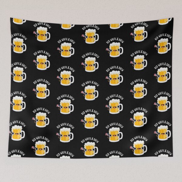 Item preview, Red White And Brew Funny Beer Puns (Dark BG) designed and sold by punnybone.