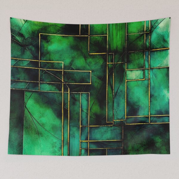 Item preview, Emerald Majesty: Bold Green Geometric Abstract Pattern designed and sold by cece4410.