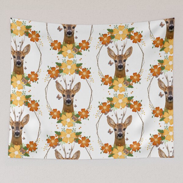 Item preview, Deer with flowers designed and sold by tiffanyo.