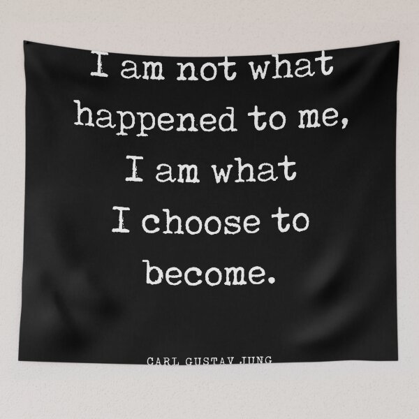 Aperçu de l'œuvre I am what I choose to become - Carl Gustav Jung Quote - Literature - Typewriter Print - Black créée et vendue par Studio Grafiikka.