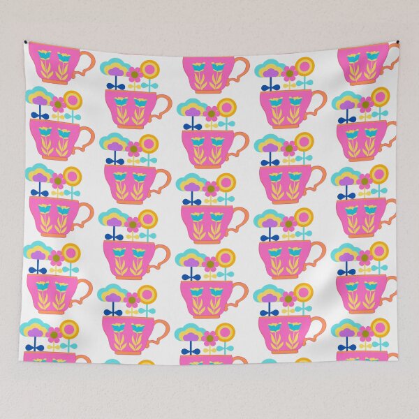 Item preview, Retro flower bouquet in pink flower teacup. designed and sold by ByTaraLouise.