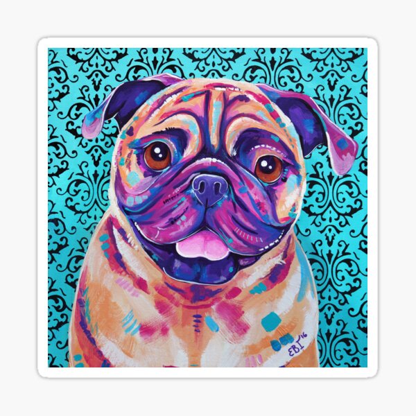 Billy - Tan Pug Dog artwork Sticker