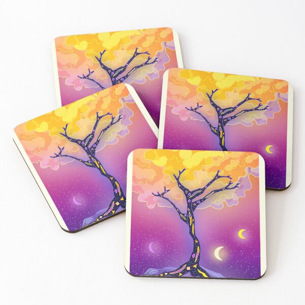 Item preview, Ethereal starry night sky fantasy tree illustration  designed and sold by DozyJov.