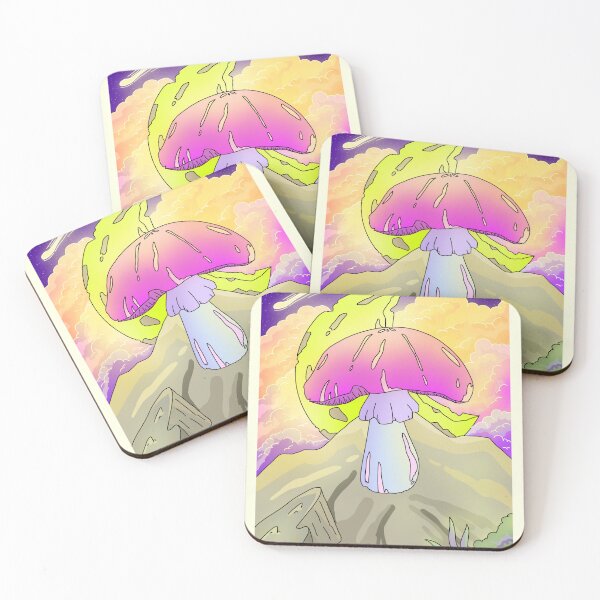 Item preview, Ethereal colorful fantasy mushroom over a moonlight starry night designed and sold by DozyJov.