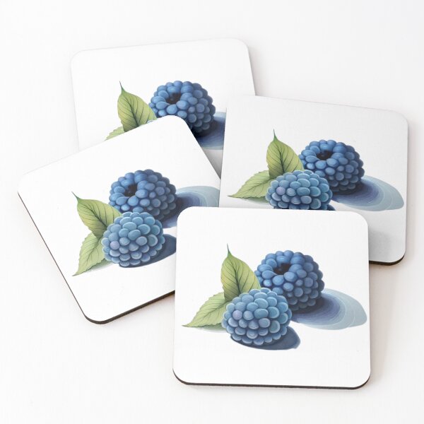 Item preview, Watercolor blue raspberries with leaves designed and sold by MyStickeroonies.