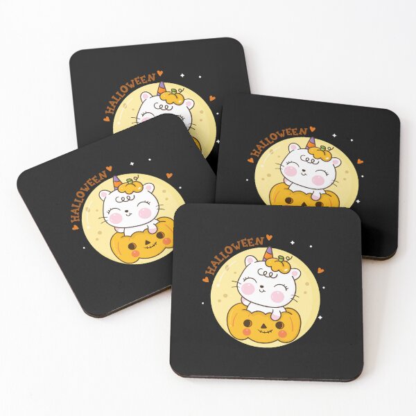 Artikelvorschau, süßes Katzen-Halloween-Kürbis-Kawaii-Tier entworfen und verkauft von quanlh.