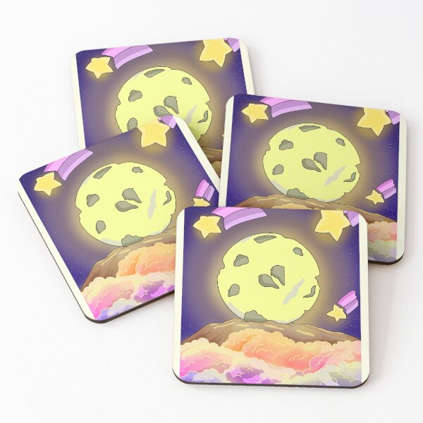 Item preview, Ethereal full moon and shooting stars over pastel color clouds night  designed and sold by DozyJov.