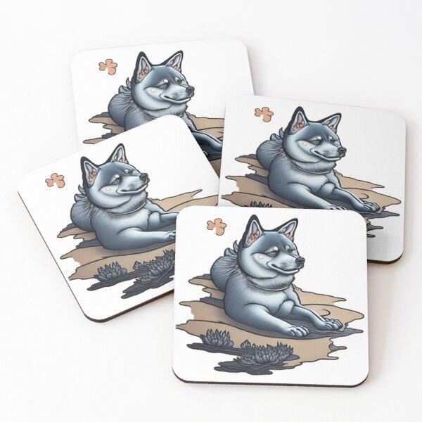 Item preview, Japanese UKIYOE style Black Shiba Inu No.2 designed and sold by Shibaken-RBshop.