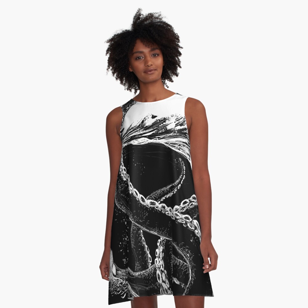 Vista previa del artículo con la obra «Vestido acampanado», diseñado y vendido por hazytale.