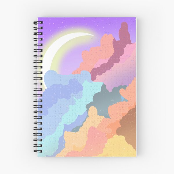 Item preview, Kawaii crescent moon over pastel color clouds designed and sold by DozyJov.