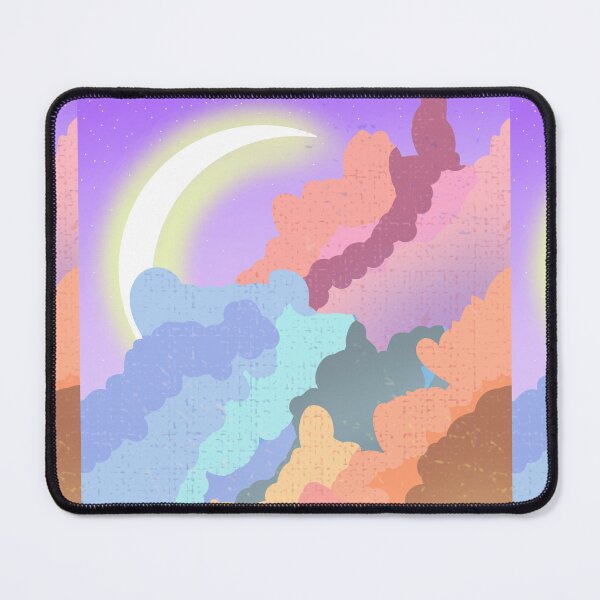 Item preview, Kawaii crescent moon over pastel color clouds designed and sold by DozyJov.