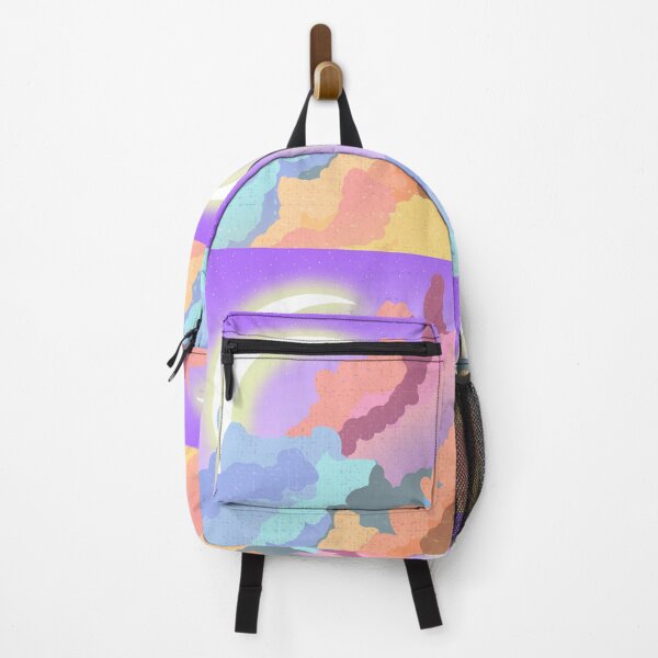 Item preview, Kawaii crescent moon over pastel color clouds designed and sold by DozyJov.