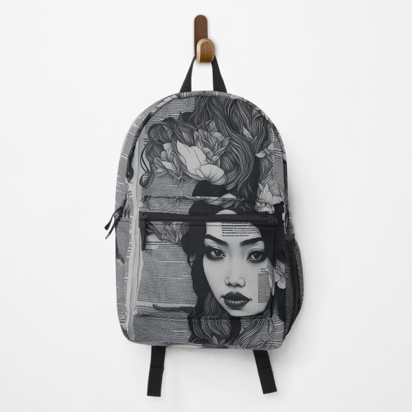 Item preview, Vietnamese Woman Portrait Collage: Charcoal Drawing and Marker Illustration designed and sold by cocomikozza.