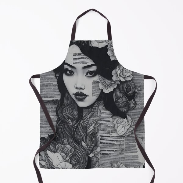 Item preview, Vietnamese Woman Portrait Collage: Charcoal Drawing and Marker Illustration designed and sold by cocomikozza.
