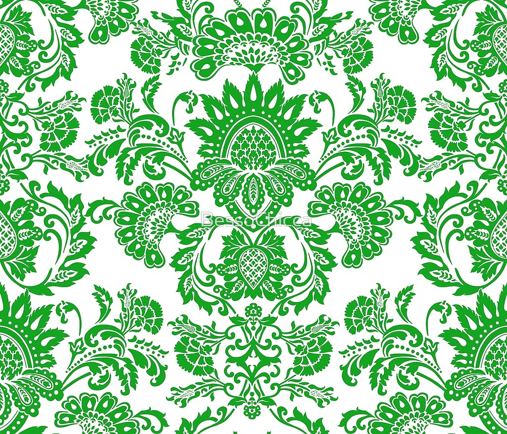 "Damask in mint green" by BessoChicca Redbubble