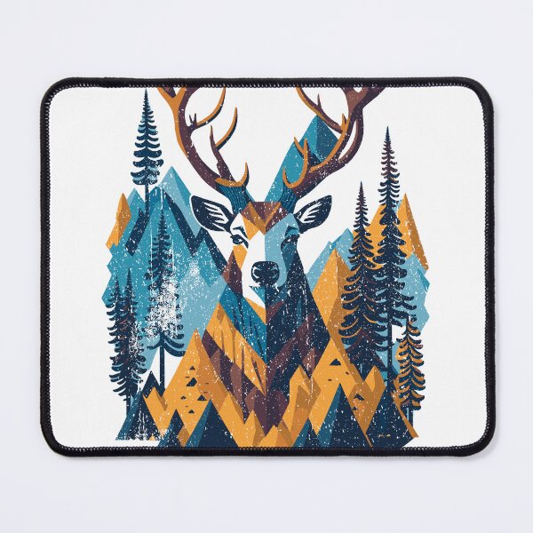 Item preview, Polygonal style deer and mountains collage print design - a modern take on nature designed and sold by dakaseli.