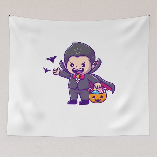 Item preview, cute dracula holding pumpkin basket with candy designed and sold by quanlh.
