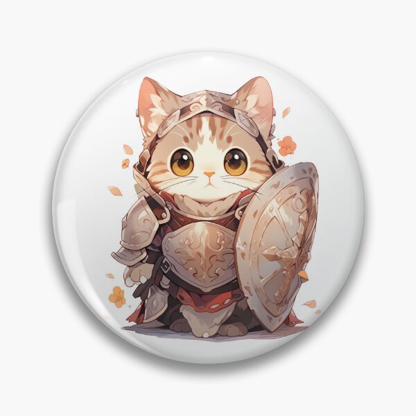 Item preview, Cute Kawaii Cat in Armor Art Young Warrior Kitty designed and sold by CozyKawaiiArt.