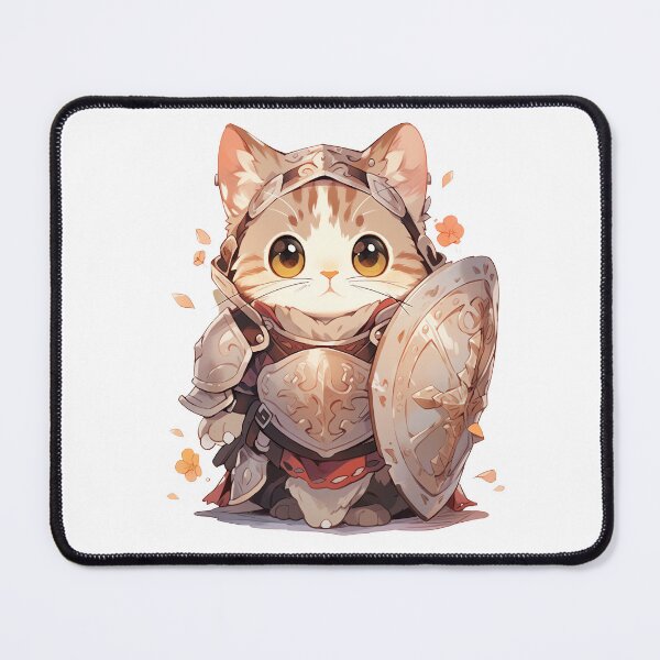 Item preview, Cute Kawaii Cat in Armor Art Young Warrior Kitty designed and sold by CozyKawaiiArt.