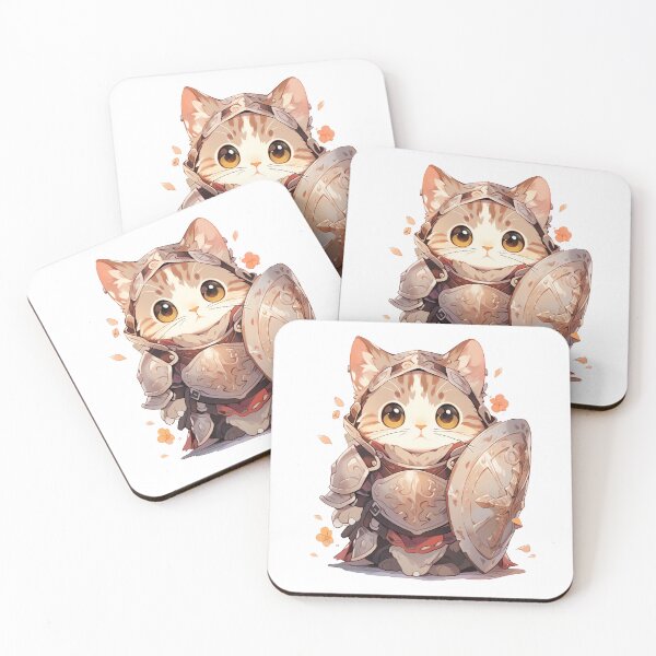 Item preview, Cute Kawaii Cat in Armor Art Young Warrior Kitty designed and sold by CozyKawaiiArt.