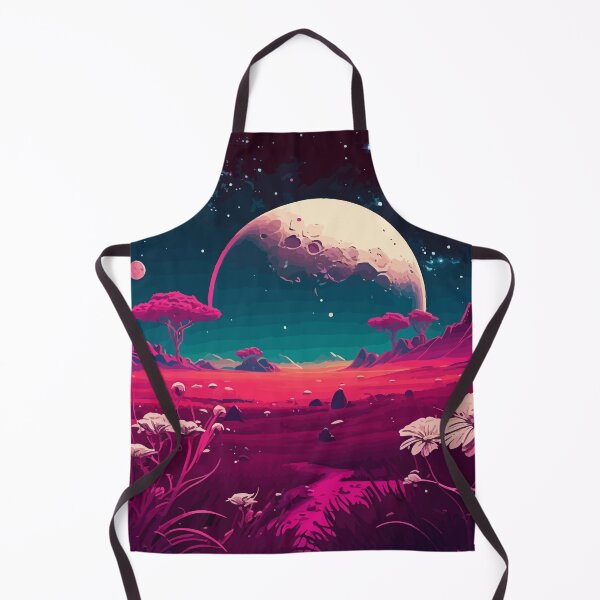 Item preview, Extraterrestrial retro spacescape - planets, moon and stars in 70s-80s vibes designed and sold by SketchyPedals.