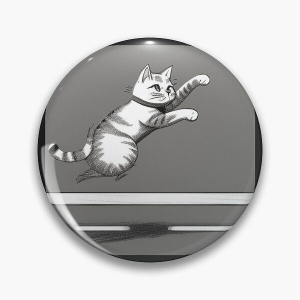 Item preview, Drawing of a cat doing the long jump in Black and White designed and sold by cesavision.