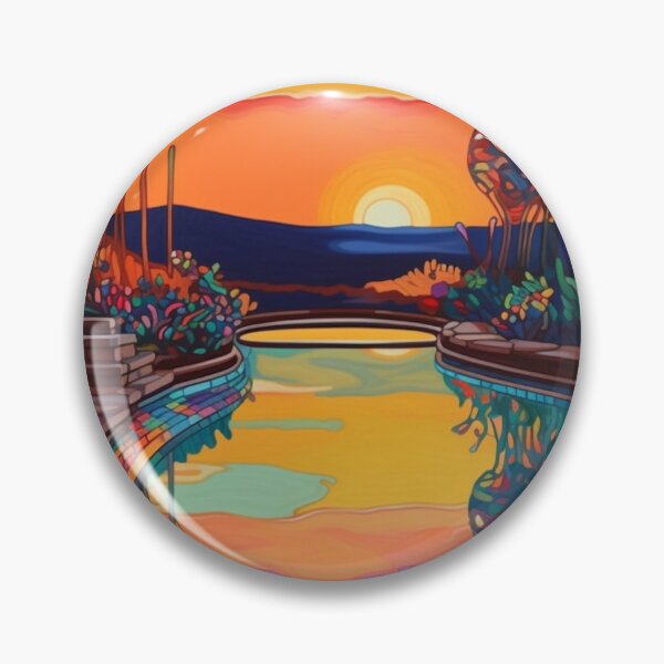 Item preview, Dreamy Poolside Sunset - Abstract Psychedelic Art Print designed and sold by OdysseyArtworks.