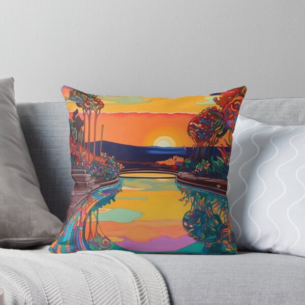 Item preview, Dreamy Poolside Sunset - Abstract Psychedelic Art Print designed and sold by OdysseyArtworks.