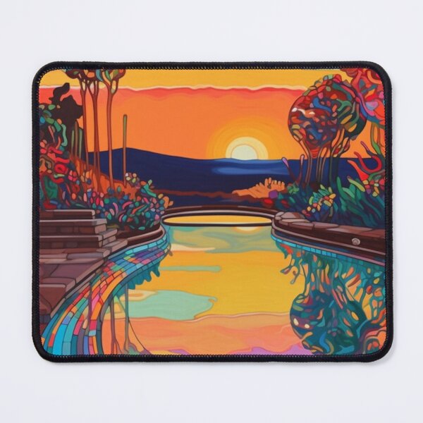 Item preview, Dreamy Poolside Sunset - Abstract Psychedelic Art Print designed and sold by OdysseyArtworks.