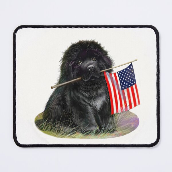 Artikelvorschau, Newfie-Welpe mit amerikanischer Flagge entworfen und verkauft von Patricia Reeder Eubank.