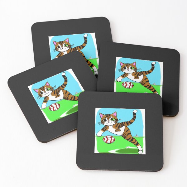 Item preview, Drawing of a cute cat playing rugby designed and sold by cesavision.