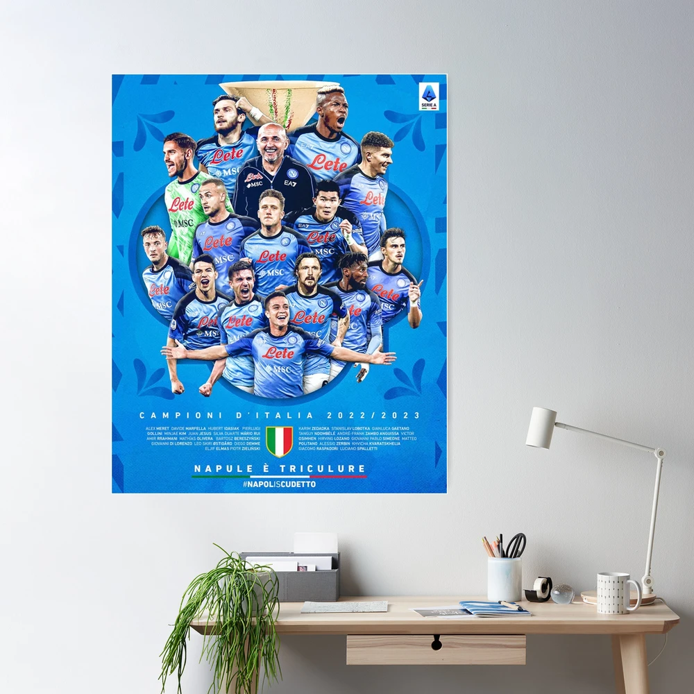 POSTER SSC NAPOLI CALCIO 2022/2023 45X32CM SERIE A CHAMPIONS SQUADRA