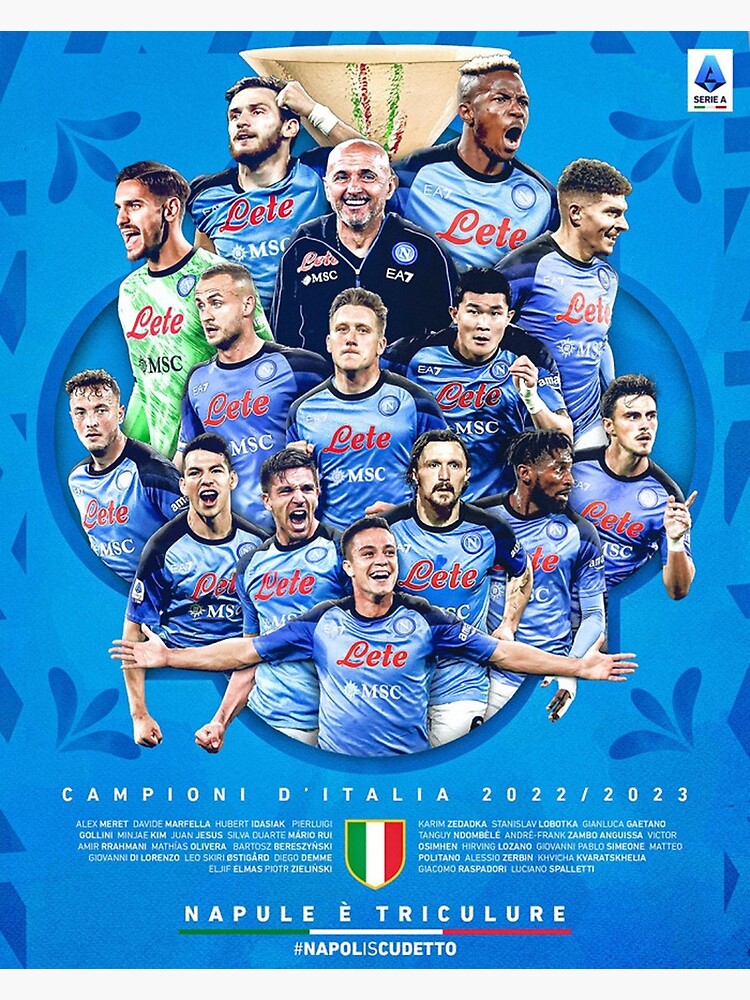 POSTER SSC NAPOLI CALCIO 2022/2023 45X32CM SERIE A CHAMPIONS SQUADRA