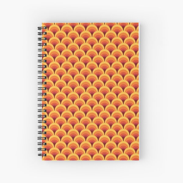 Orange Wave Gradient Retro Pattern Spiral Notebook