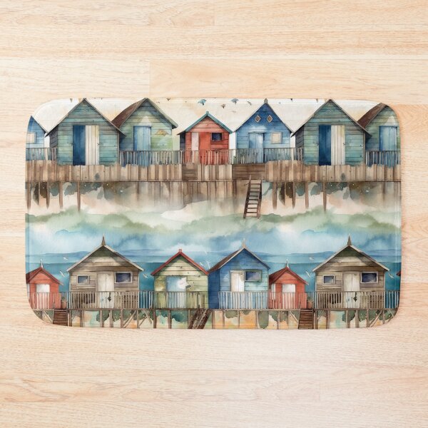 Item preview, Watercolor Beach Huts designed and sold by pinkal.