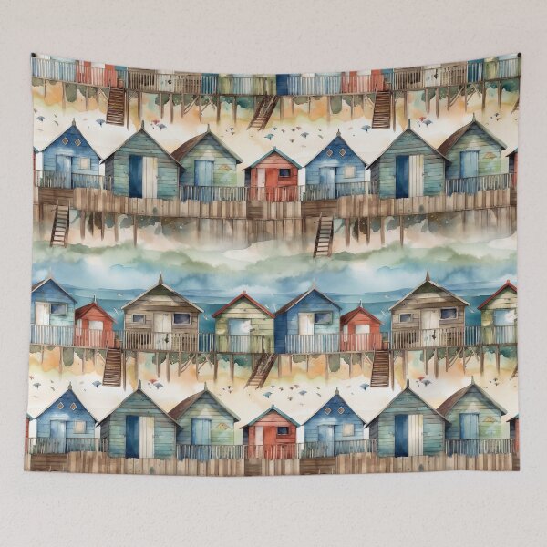Item preview, Watercolor Beach Huts designed and sold by pinkal.
