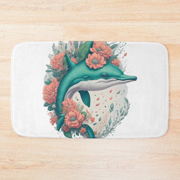 Item preview, Vintage Ocean Serenade: Serene Dolphin in a Timeless Blossoming Seascape designed and sold by Ceemko's Vintage Corner.