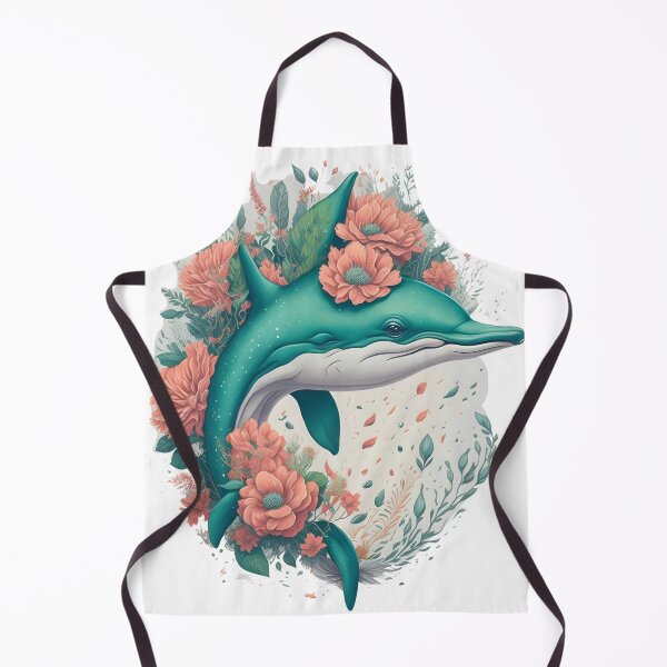 Item preview, Vintage Ocean Serenade: Serene Dolphin in a Timeless Blossoming Seascape designed and sold by Ceemko's Vintage Corner.