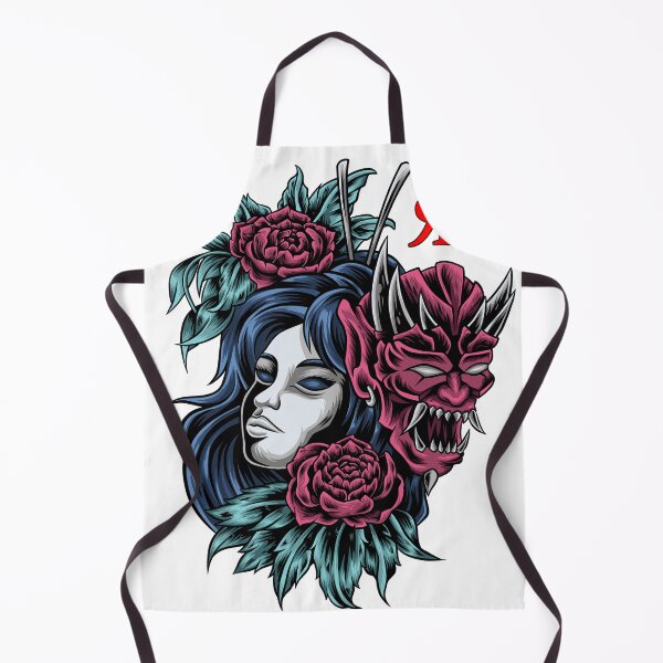 Item preview, ROGUE GIRL ONI MASK TATTOO ART designed and sold by Rogueclothes.