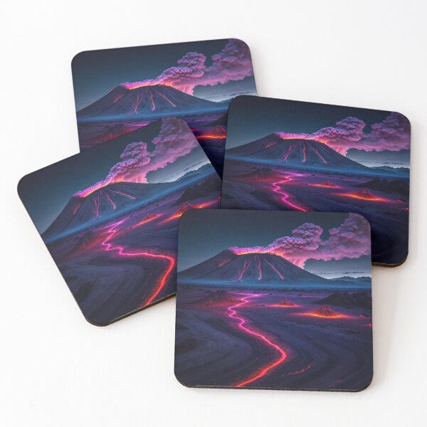 Item preview, Volcanic Ash Landscape with an Active Volcano and Multiple Steam Vents, Ai Generated Art designed and sold by AiGens.